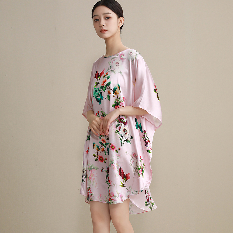 100%真丝睡裙印花加大码家居服