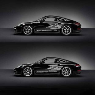 贴装 保时捷911车贴拉花 车身侧裙改装 卡曼987 饰运动彩条贴纸 718