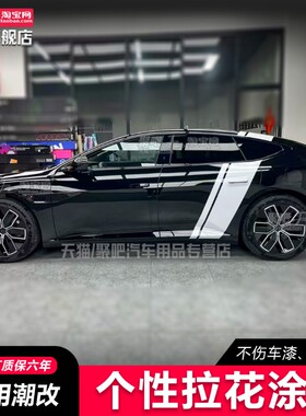 阿维塔06 07 11 12极氪001拉花黑色007GT腰线装饰车身个性车贴纸