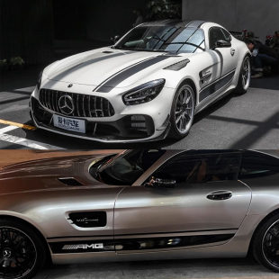 GT50车贴拉花C200 PRO C63 CLA E级车身侧裙贴纸 奔驰AMG GLA GTR
