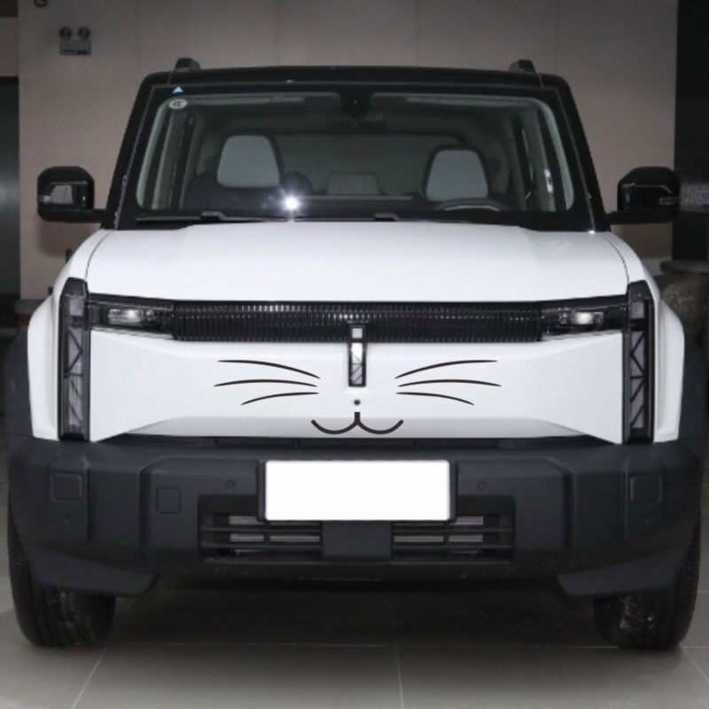 适用于奇瑞iCAR 03前脸贴纸可爱猫胡子装饰贴个性车头笑脸贴胡须