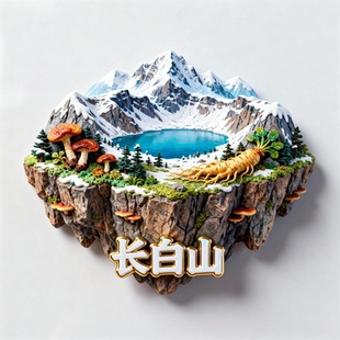 吉林长白山天池新款金属磁吸浮雕文创冰箱贴旅游纪念品伴手礼装饰