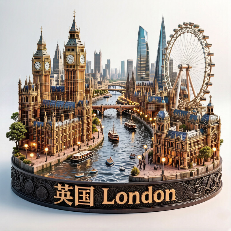 英国浮雕款金属冰箱贴世界文创旅游景点纪念品磁吸贴特色伴手礼品