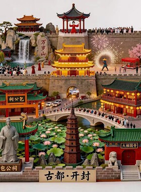 古都开封浮雕款金属冰箱贴包公祠河南城市旅游景点文创纪念品磁贴