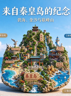 秦皇岛浮雕新款金属冰箱贴河北城市旅游景点纪念品磁贴送人伴手礼