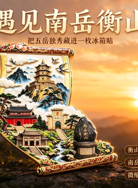 衡山卷轴浮雕新款金属冰箱贴湖南城市旅游景区纪念品磁力贴伴手礼