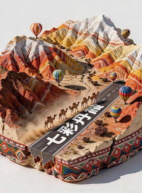 七彩丹霞浮雕新款金属冰箱贴甘肃张掖文创城市地标旅游纪念品磁贴