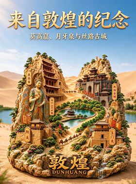敦煌浮雕新款金属冰箱贴鸣沙山月牙泉甘肃城市旅游景区纪念品磁贴