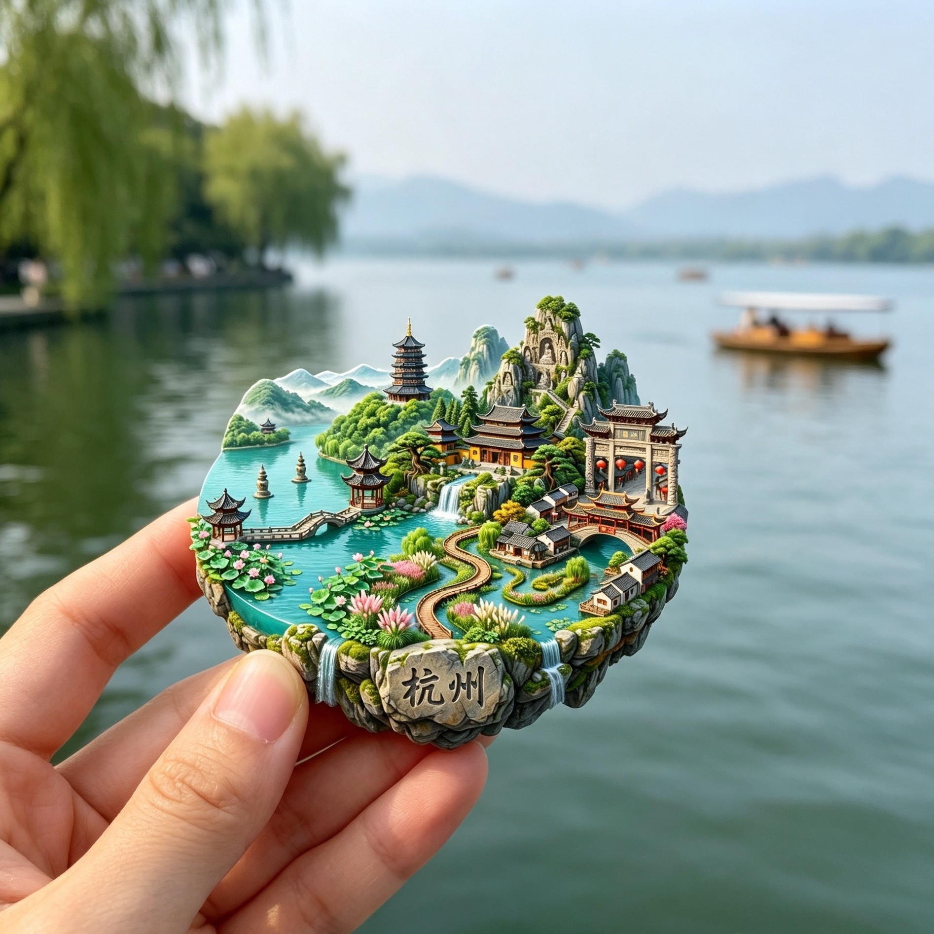 杭州浮雕新款金属冰箱贴雷峰塔城市旅游景点纪念品磁吸贴送人礼物