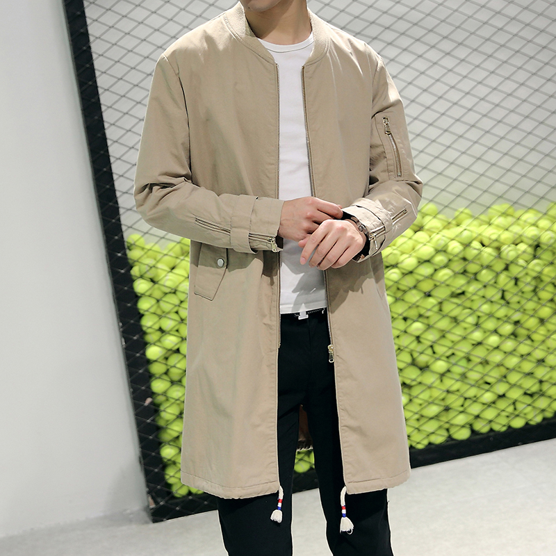 男士立领风衣2022春秋新款韩版修身纯棉披风百搭休闲中长款外套男