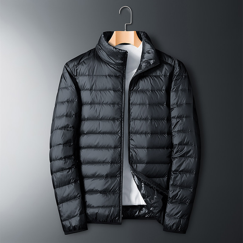 立领羽绒服男轻薄短款秋冬季连帽薄款保暖内胆衣服冬装白鸭绒外套