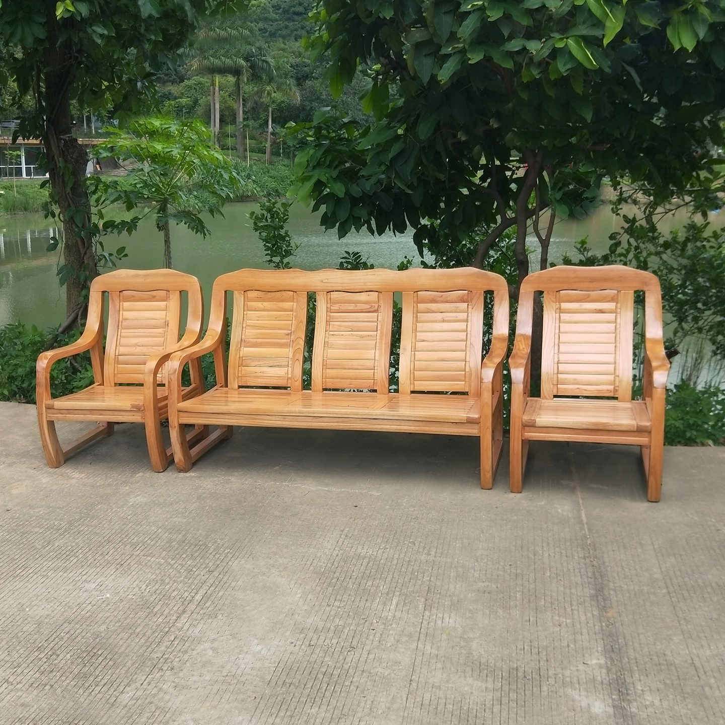 新中式优质苦楝木实木沙发