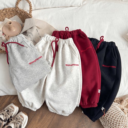 儿童裤子春秋冬2026新款字母刺绣