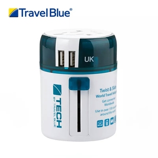 TravelBlue蓝旅世界旅行万能插头座转换充电器全球通用标排双USB