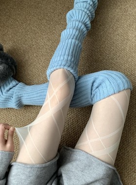 菱格白丝袜子女纯欲白色连裤袜御姐显瘦显高灰丝高级感黑丝配长靴