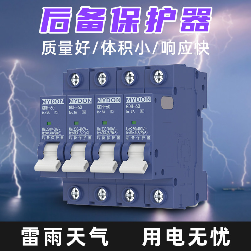 后备T1级T2级浪涌前端SCB电涌防雷避雷家用2P4P后备保护器图片