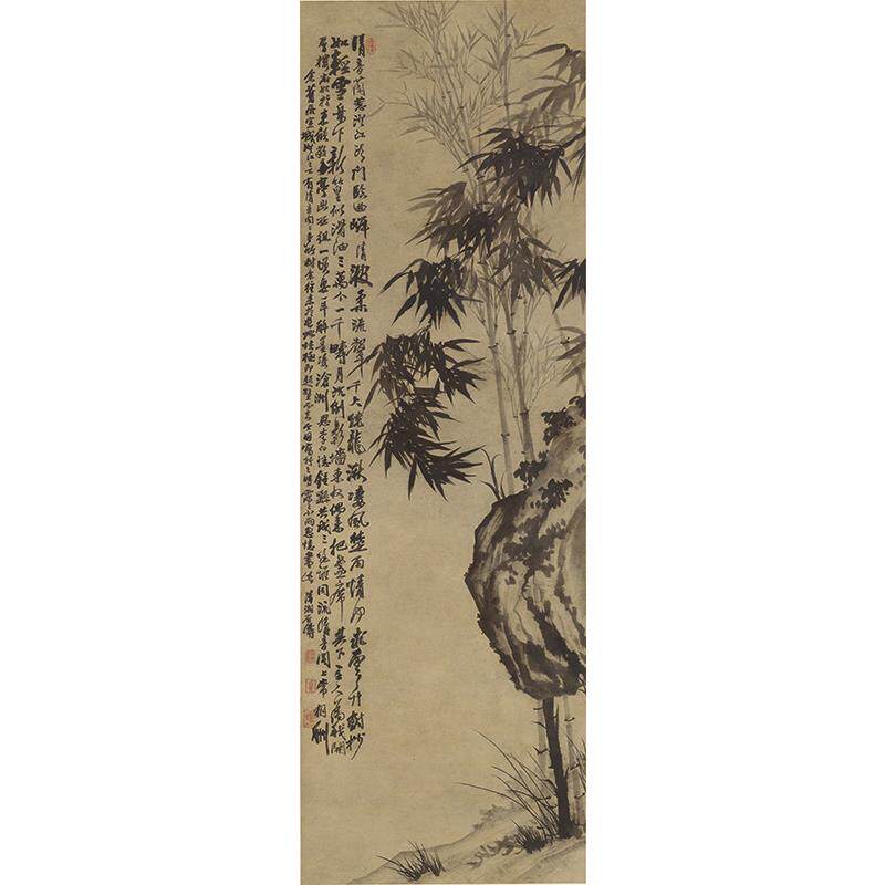 1:1清石涛墨竹图写意梅兰竹菊国画艺术微喷古代名画复制品装饰画