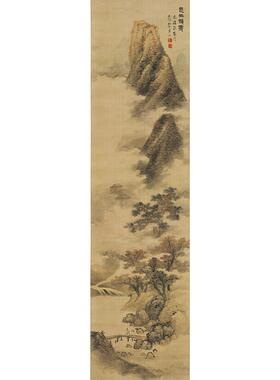 高清复刻明末蓝瑛楚山秋霁图仿米芾云山画法国画山水画微喷装饰画