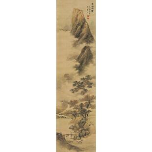 高清复刻明末蓝瑛楚山秋霁图仿米芾云山画法国画山水画微喷装饰画
