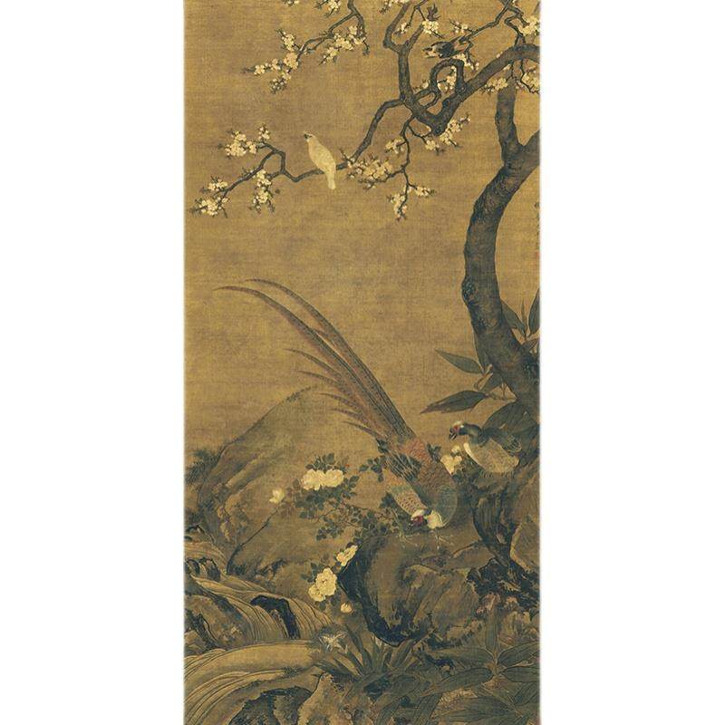 古画名画复制尤萃杏花双雉国画工国画