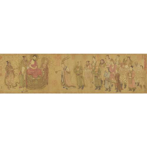 1:1宋赵光辅番王礼佛图人物画国画艺术微喷古代名画复制品装饰画