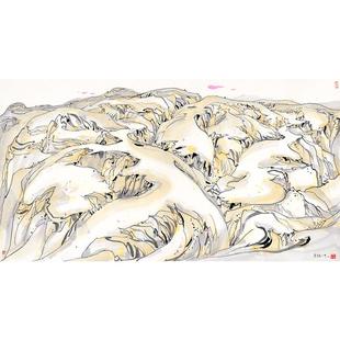 名画复制品名家作品吴冠中黄土高原现代国画艺术微喷挂画装饰画