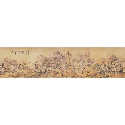 1:1明蓝瑛临大痴山水图卷设色国画艺术微喷古代名画复制品装饰画