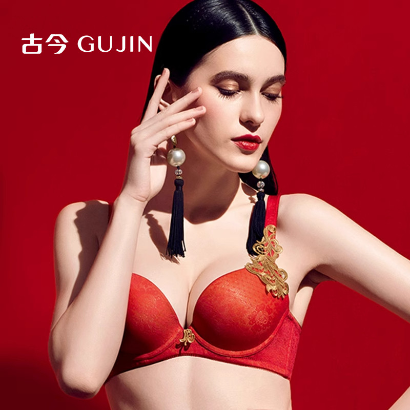 古今小胸聚拢刺绣花边深V性感