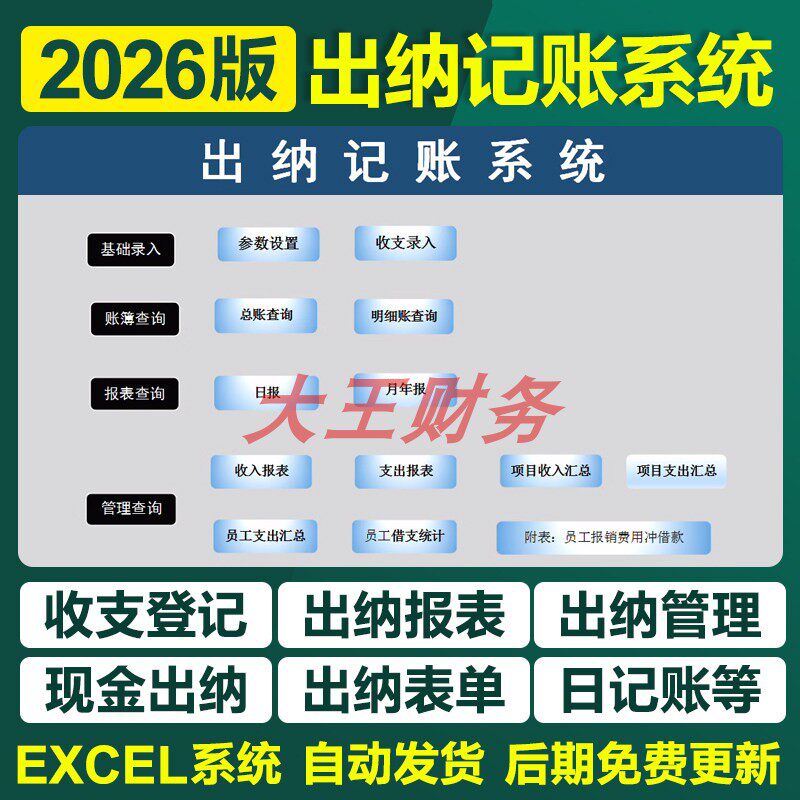 042新会计出纳记账Excel表格系统收支登记周月报表格现金明细账
