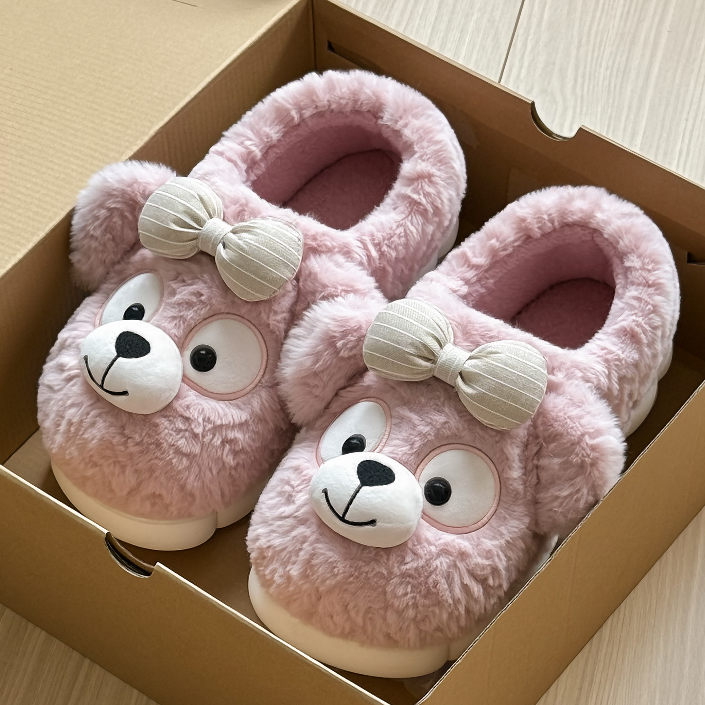 雪莉玫棉拖鞋女款秋冬季包跟外穿室内家居保暖毛绒亲子儿童棉拖女