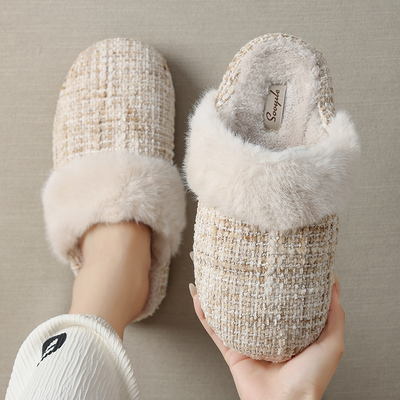 法式轻奢小香风时尚棉拖鞋女冬季