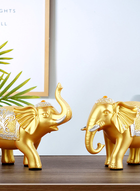 大象摆件招财一对家居客厅玄关电视酒柜装饰品工艺品现代摆设创意