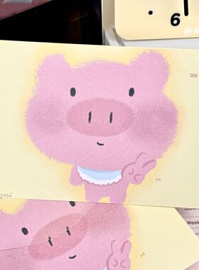 原创毛绒小猪礼品袋收纳袋硬卡纸高颜值手提袋大号礼物手拎袋加厚