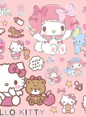 卡通可爱Kitty猫摩托车电动车贴纸防水头盔车窗遮挡划痕装饰贴画