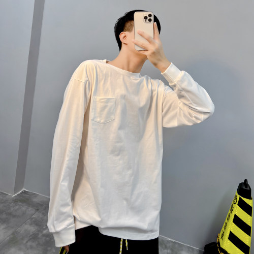 PGUP小口袋休闲长袖T恤打底衫潮