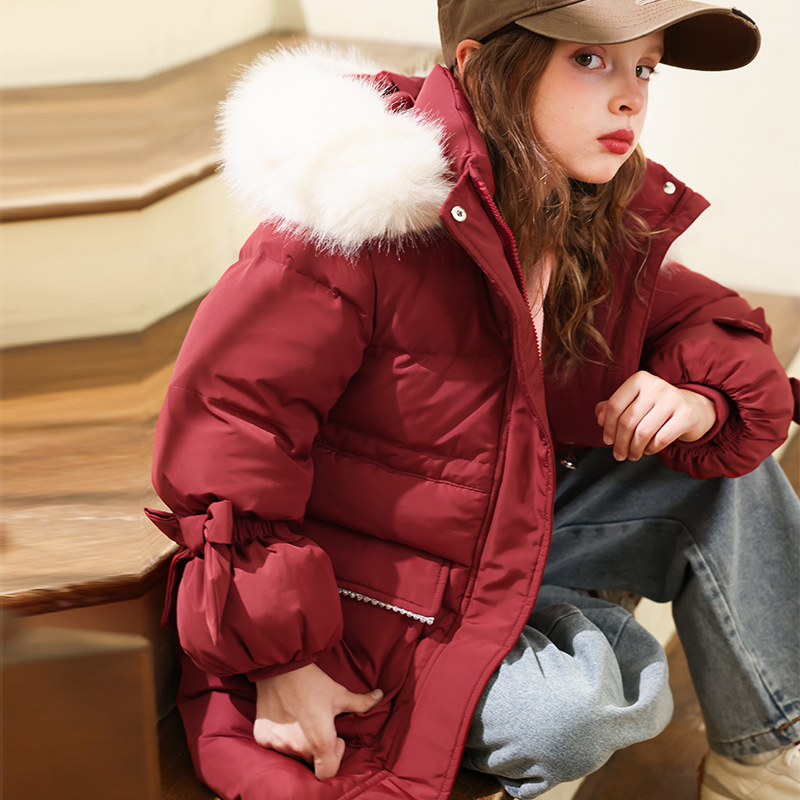 女童羽绒服中长款加厚甜美公主风