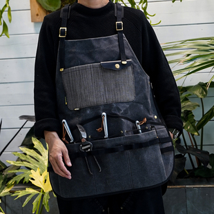 Urban Apron 多口袋半身围裙 露营咖啡 Farm胡椒盐拼配油蜡布
