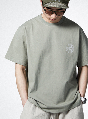 HKWORKSHOP半袖骑行T恤纯棉重磅夏季宽松运动男女款百搭圆领上衣