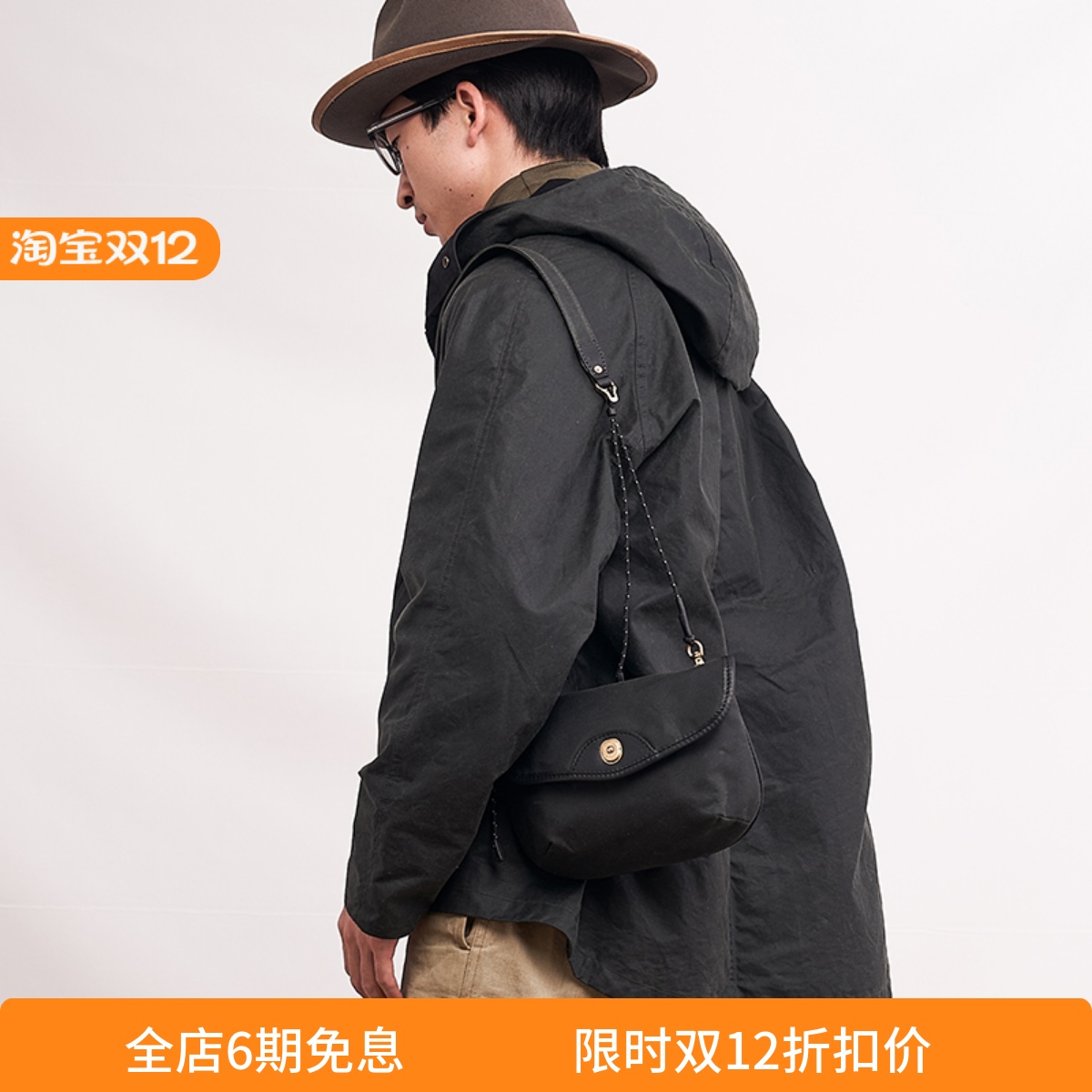 HKWORKSHOP油蜡系列Walkbag单肩斜跨包机能包复古进口油蜡包邮差