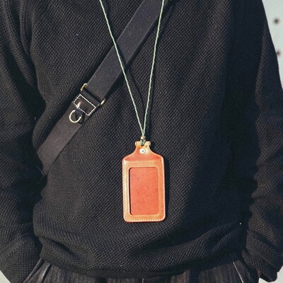 HK workshop头层horween牛皮手工多功能定制工作证件牌公交卡套