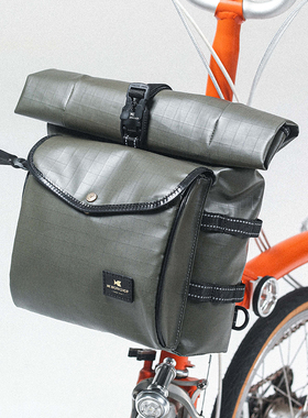 HKWORKSHOP卷轴车头包小布自行车储物折叠菜篮宠物包适用brompton