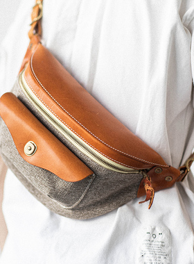 HK胡椒盐工装帆布胸包AP-2潮流休闲背包斜挎复古骑行腰包单肩包