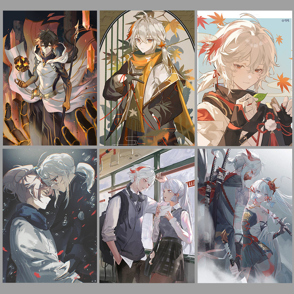 原神动漫海报甘雨胡桃雷神将军魈达达利亚高清二次元游戏海报墙贴