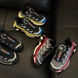 北院同学男童鞋子网面透气春秋款儿童运动鞋皮面旋转扣男孩中童鞋