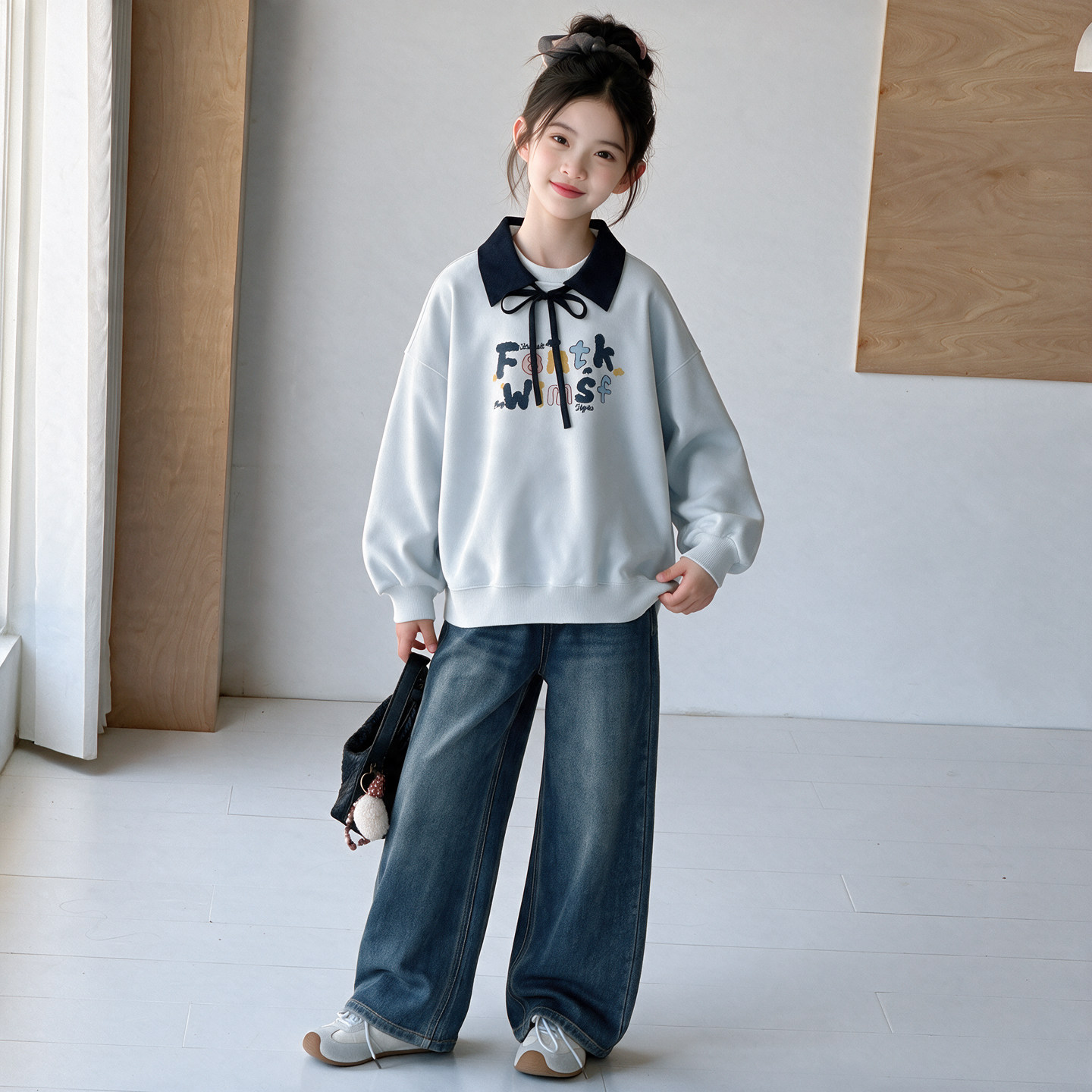 女童卫衣搭配牛仔裤2026新款洋气时髦大儿童秋装上衣服初中生女孩