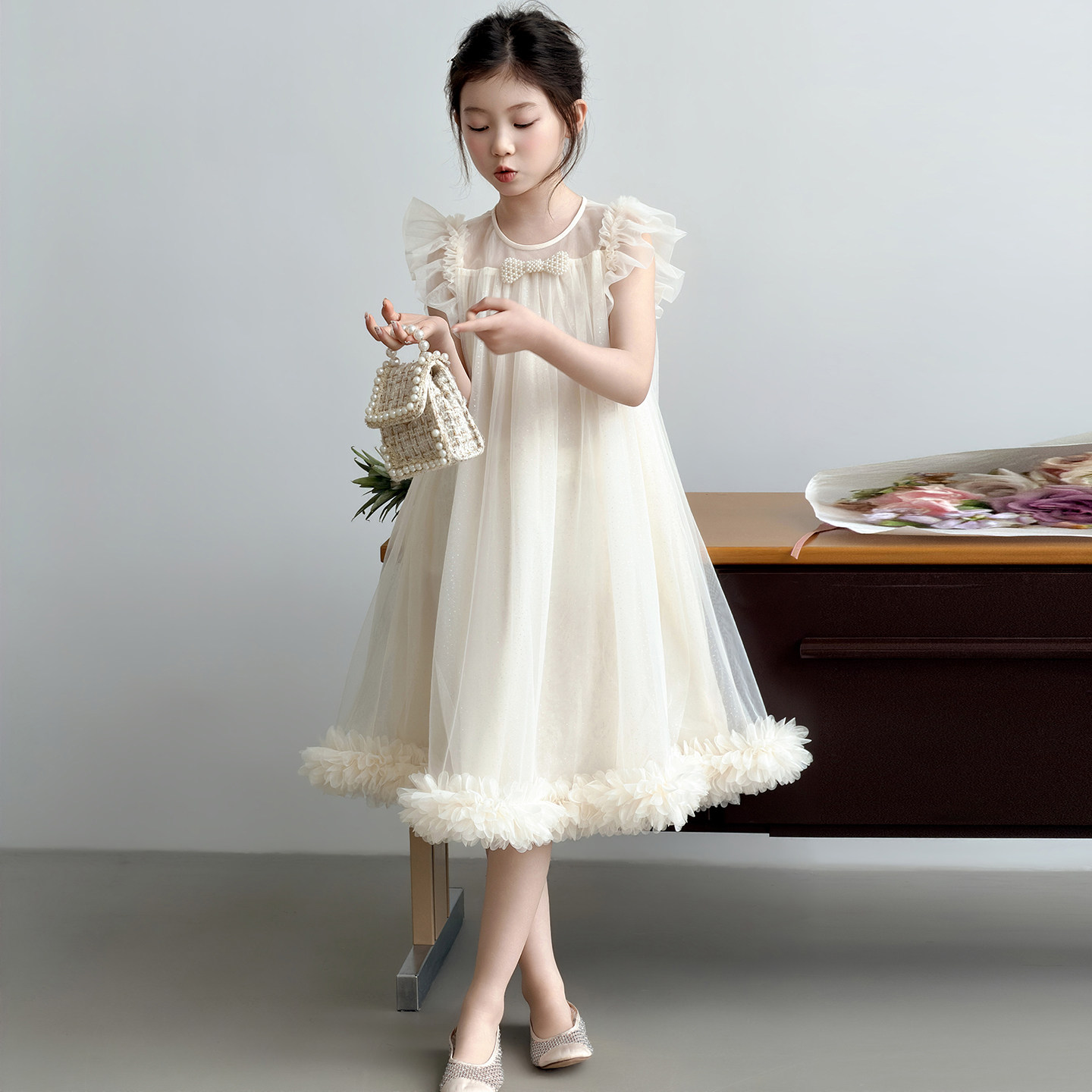 女童连衣裙夏季2026新款儿童裙子女孩纱裙礼服小学生公主裙中大童