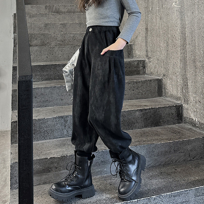 女童裤子2026新款春装儿童条绒裤女孩靴裤春秋季哈伦裤中大童长裤