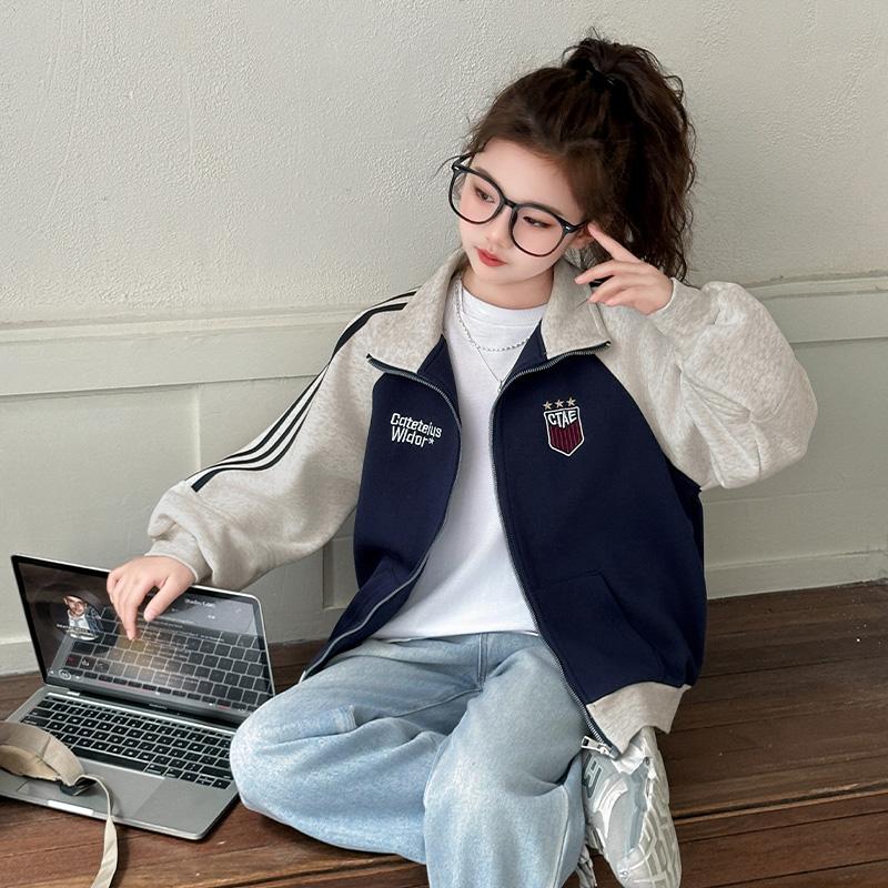 女童外套春秋款2025新款儿童秋装上衣女孩休闲时髦运动服秋季大童