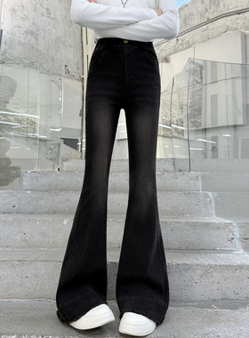 女童牛仔裤2026新款春装黑色儿童裤子初中生女孩喇叭裤春秋季大童