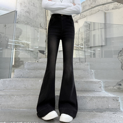 女童牛仔裤2026新款春装黑色儿童裤子初中生女孩喇叭裤春秋季大童